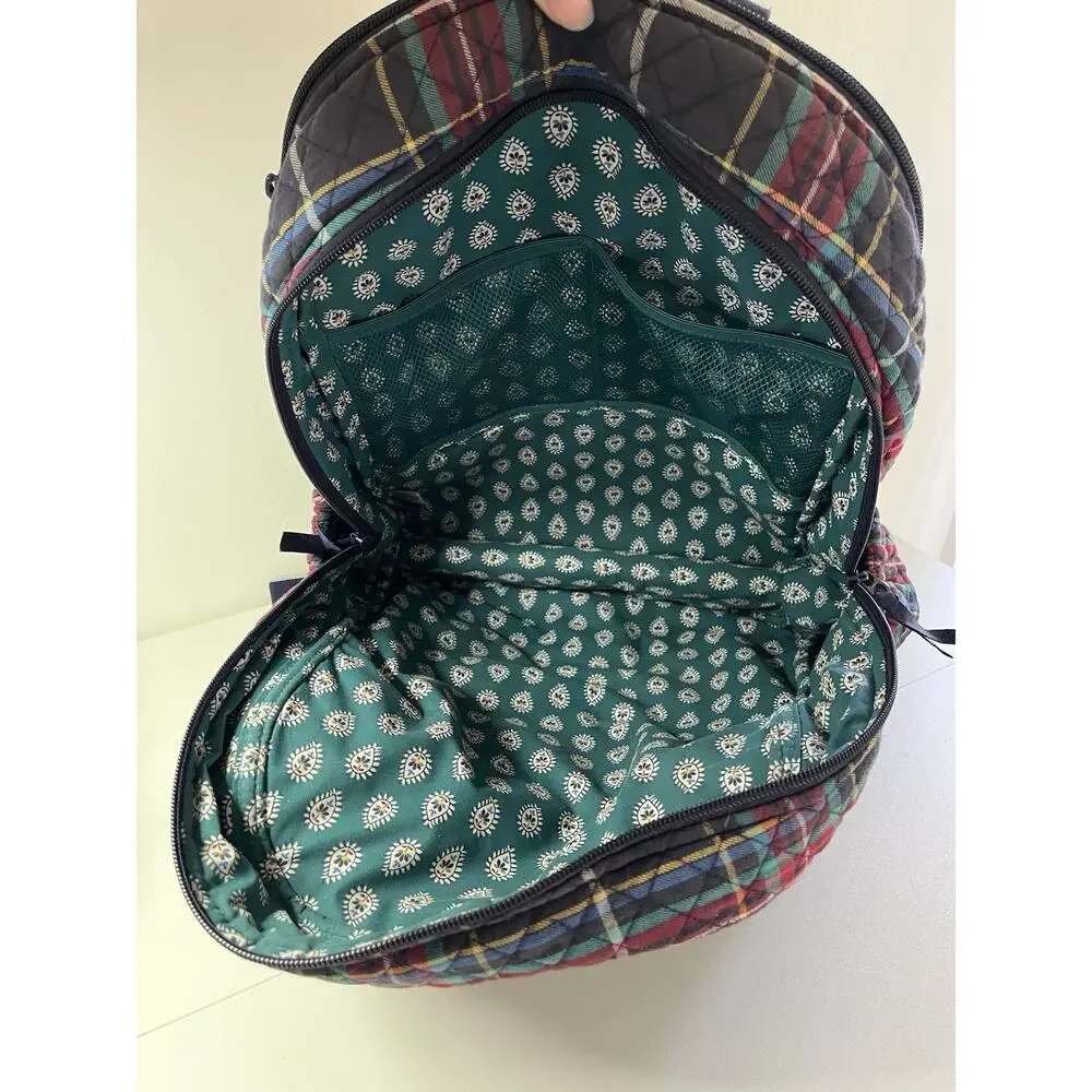 Vera Bradley Campus Backpack Large Laptop Ribbons Tartan Plaid Excellent Cond.
